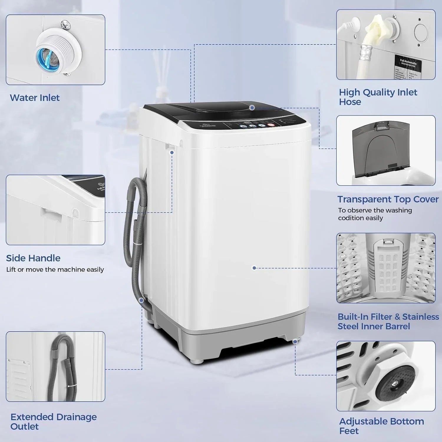 20Lbs Portable Washing Machine Nictemaw Portable Washer 2.8 Cu.ft Washer and Dryer Combo