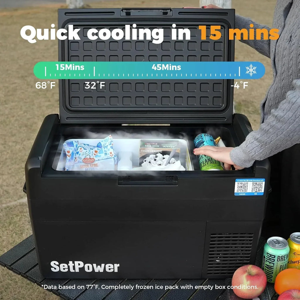 12V Refrigerator 21 Quart Portable Freezer 50 Hours Keep Cool Electric Cooler Car Refrigerator