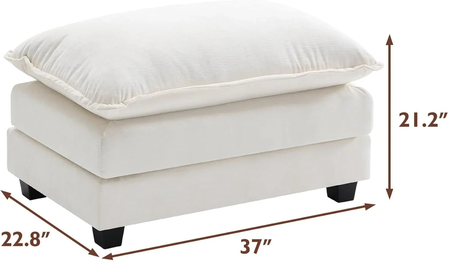 111.4 Inch L Shaped Modern Sofa Modular Cloud Sofa with Ottoman 4 Seater Chenille Deep Seat Sofa
