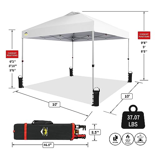 Crown Shades 10*10 Pop up Canopy Outside Canopy, Patented One Push Tent Canopy with Wheeled Carry Bag