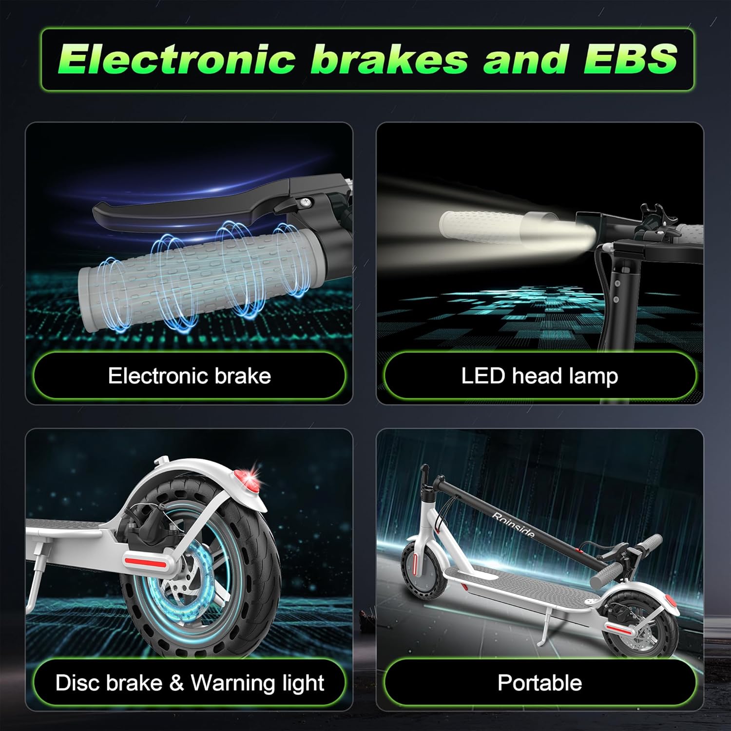 Electric Scooter - 8.5" Solid Tires, 350W Motor, Up to 19 MPH and 21-23 Miles Long-Range Portable Foldable Commuting Scooter for Adults with Double Braking System and App