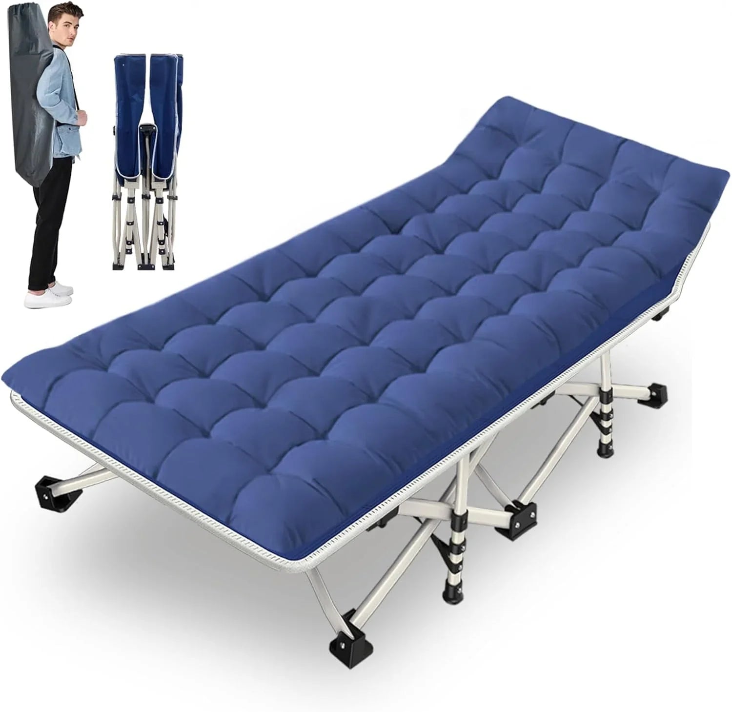 2-Pack Camping Cots with Mattress Comfortable Folding Bed Heavy Duty Baby Cot