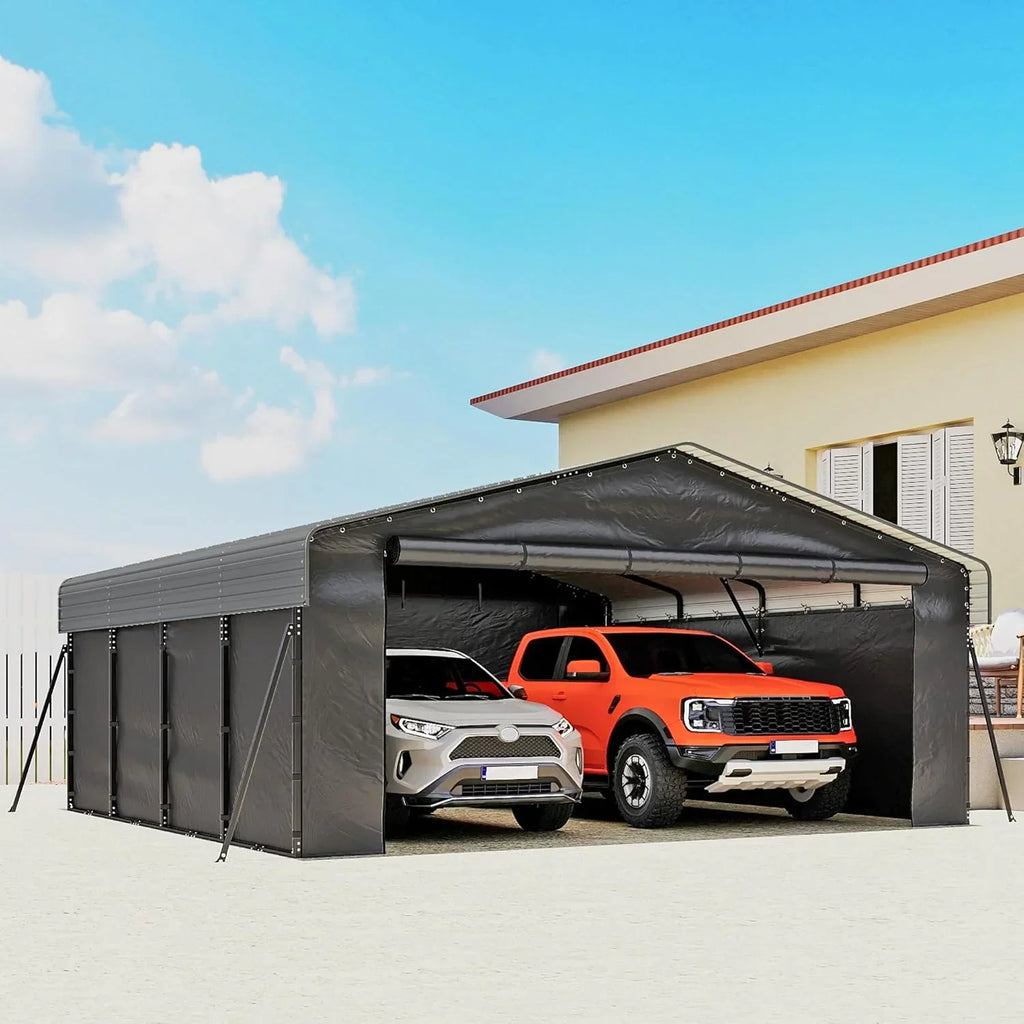 10x15 Heavy Duty Metal Carport Outdoor Garage Car Shelter Shade with Heavier Frame
