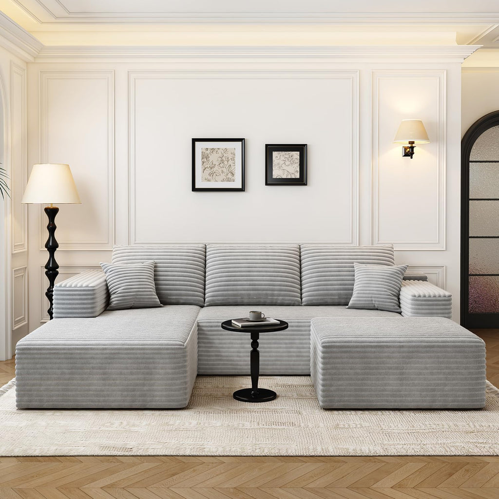 107.5" Cloud Modular Sectional Sofa Couch with L-Shape Chaise,Modern Minimalist Upholstered Couches for Living Room Bedroom,Deep Seat Corner Couch，No Assembly Required (Black,Left Facing Chaise)