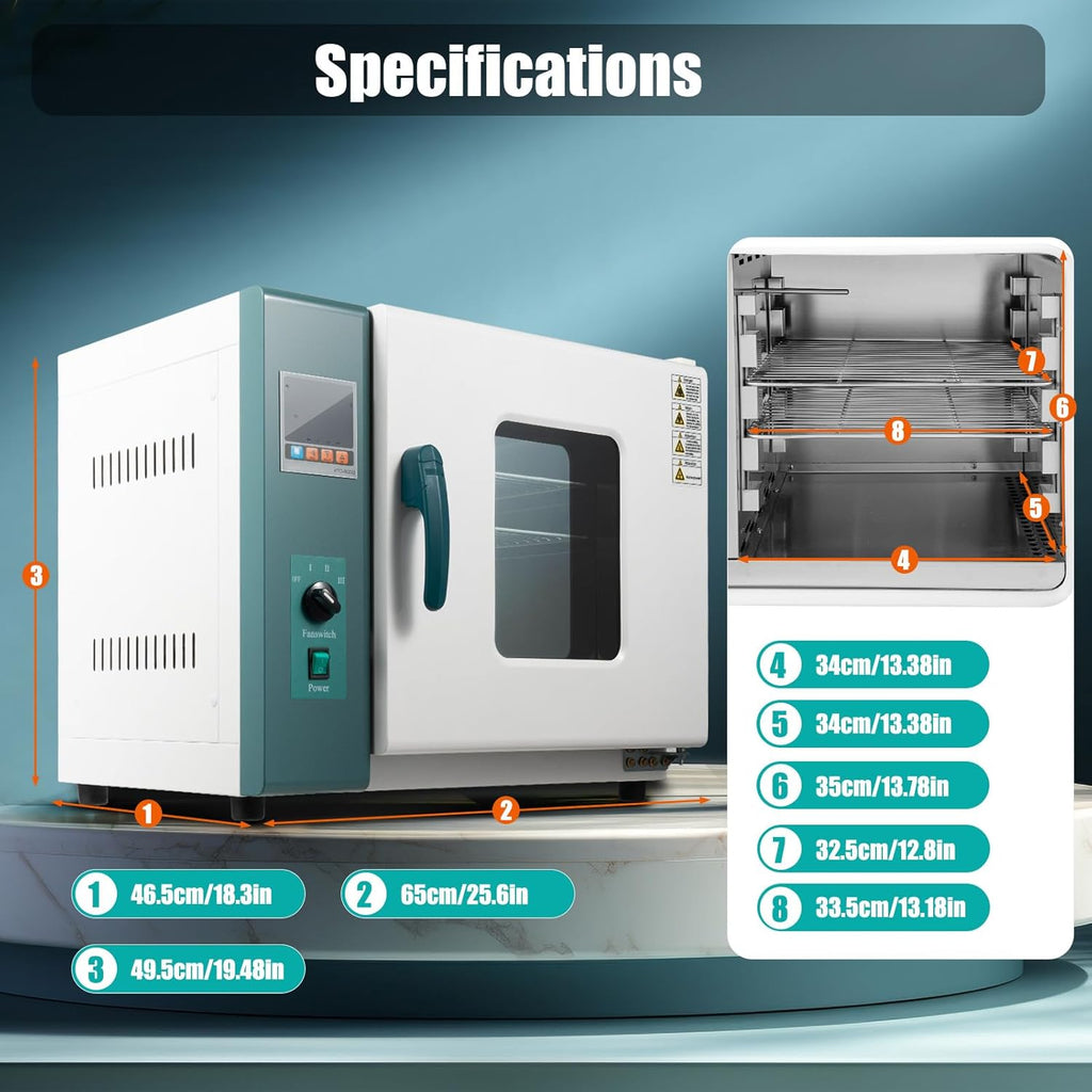 110V 1000W Horizontal Electric Blast Drying Oven 45L/12Gal Lab Forced Air Convection Drying Oven with Intelligent Temperature Controller for Industrial, Schools, Research Institutes