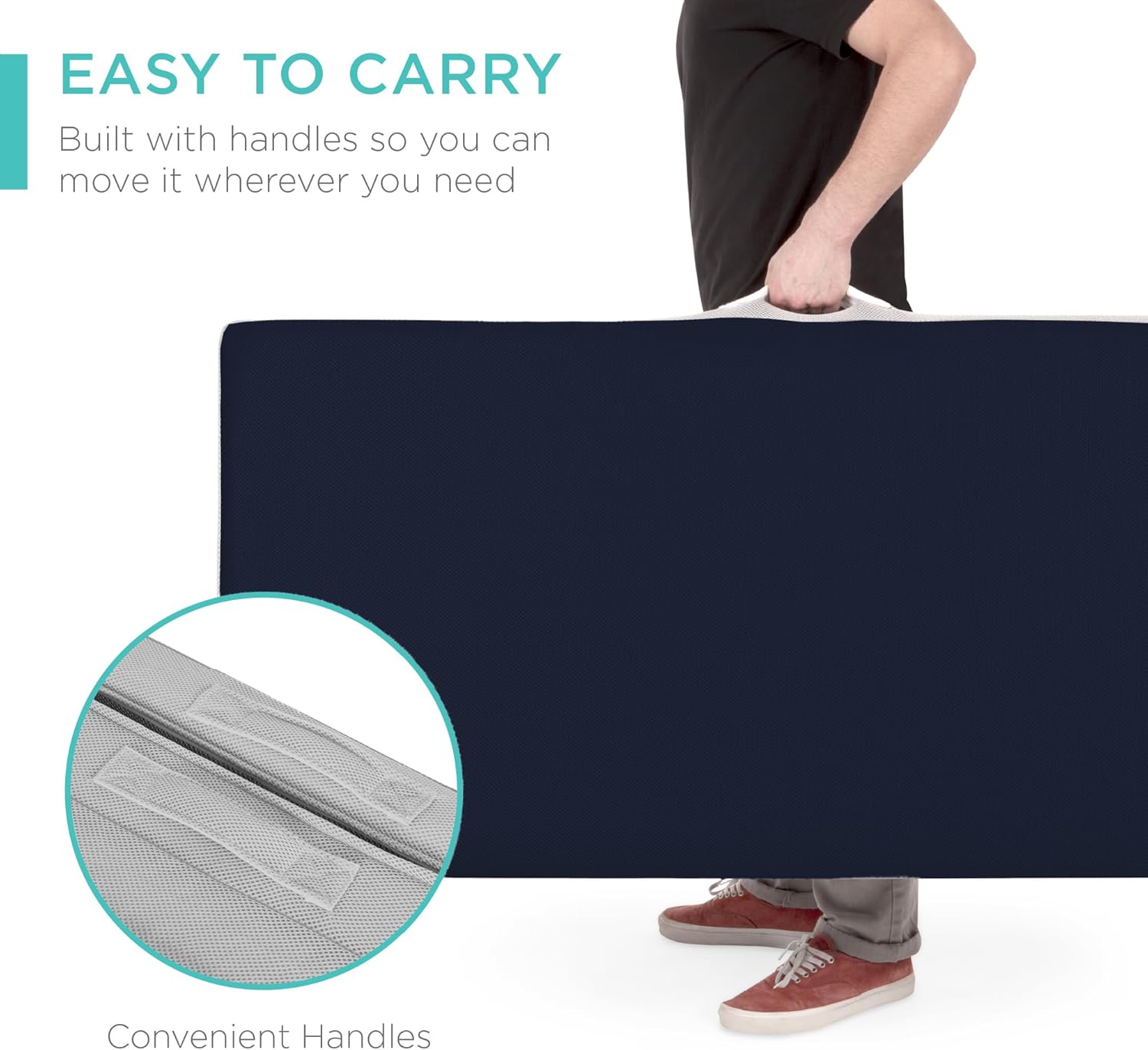 4in Portable Queen-Size Mattress, Tri-Fold Mattress for Camping, Guest, Toddler