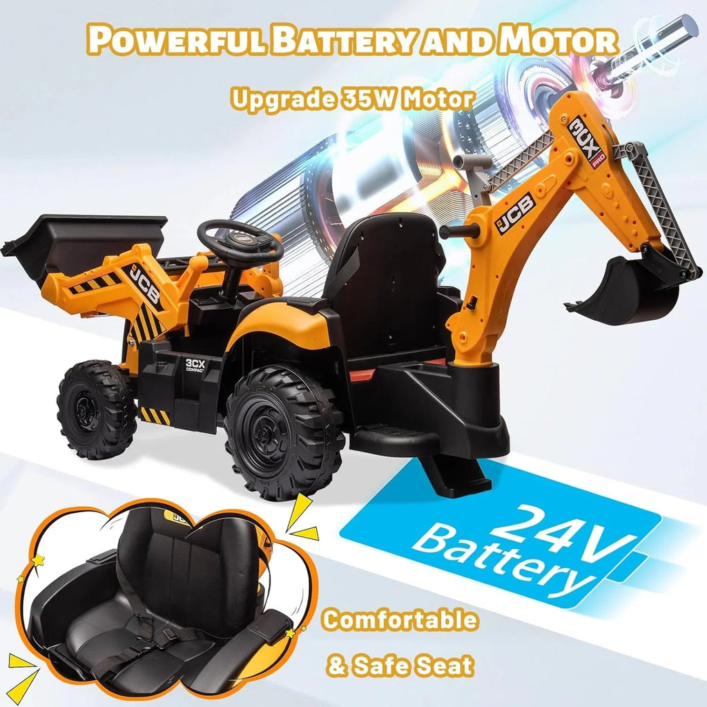 12V JCB Ride On Excavator Ride on Toys for Kids 4-8 Electric Car for Kids with Tractor