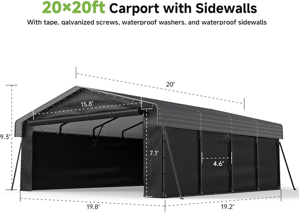 10x15 Heavy Duty Metal Carport Outdoor Garage Car Shelter Shade with Heavier Frame