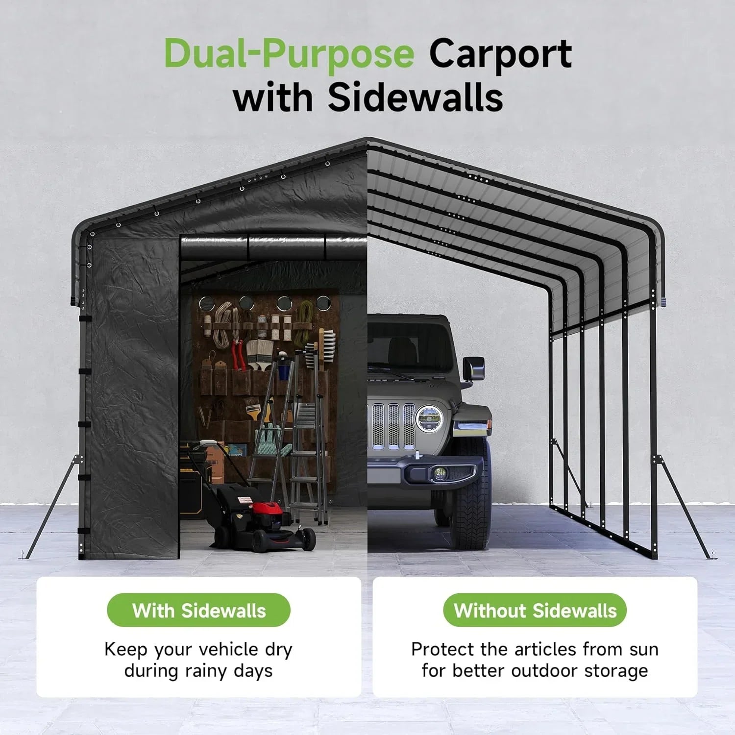 10x15 Heavy Duty Metal Carport Outdoor Garage Car Shelter Shade with Heavier Frame
