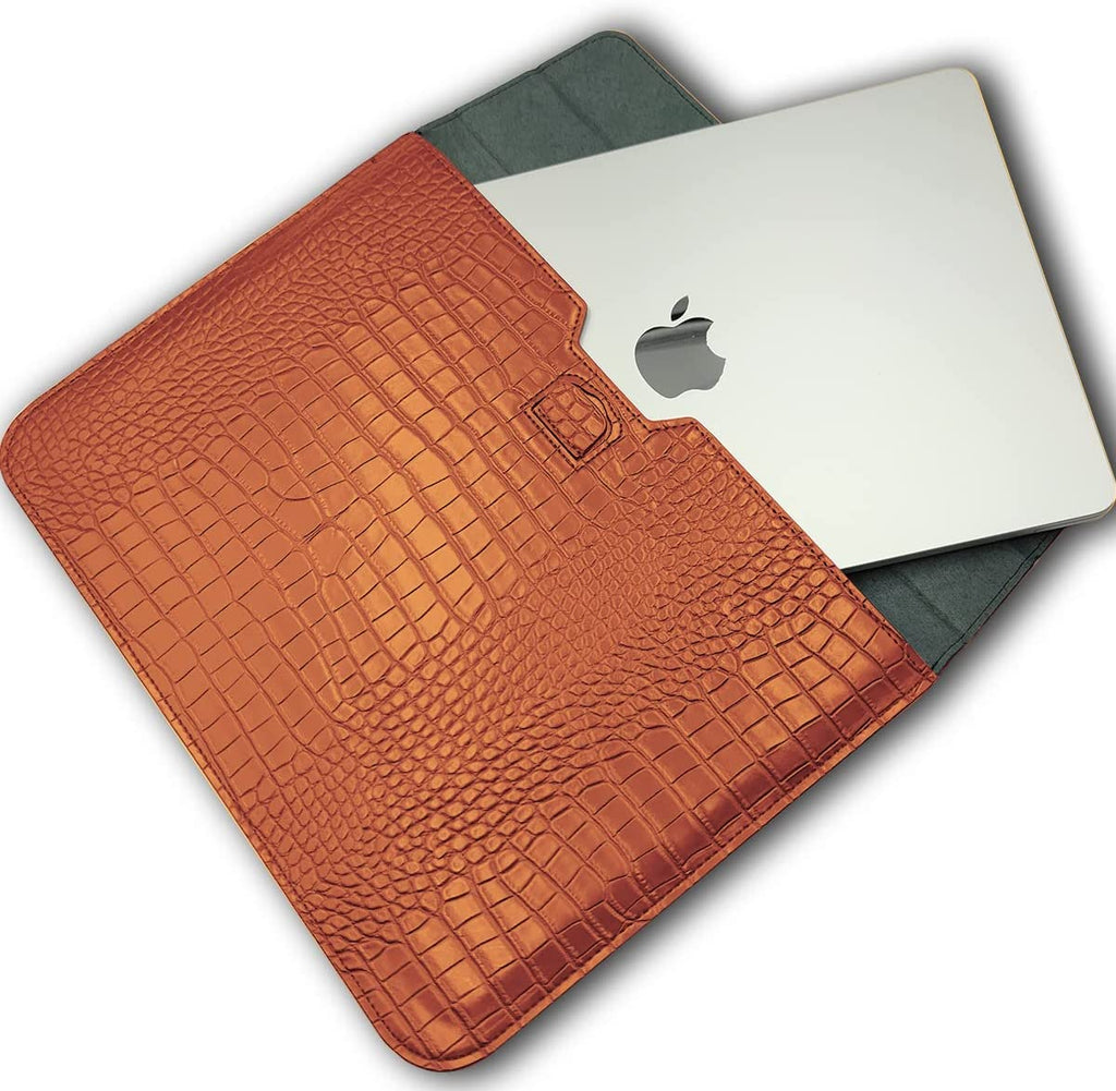 Brown Faux Crocodile Laptop Sleeve Case
