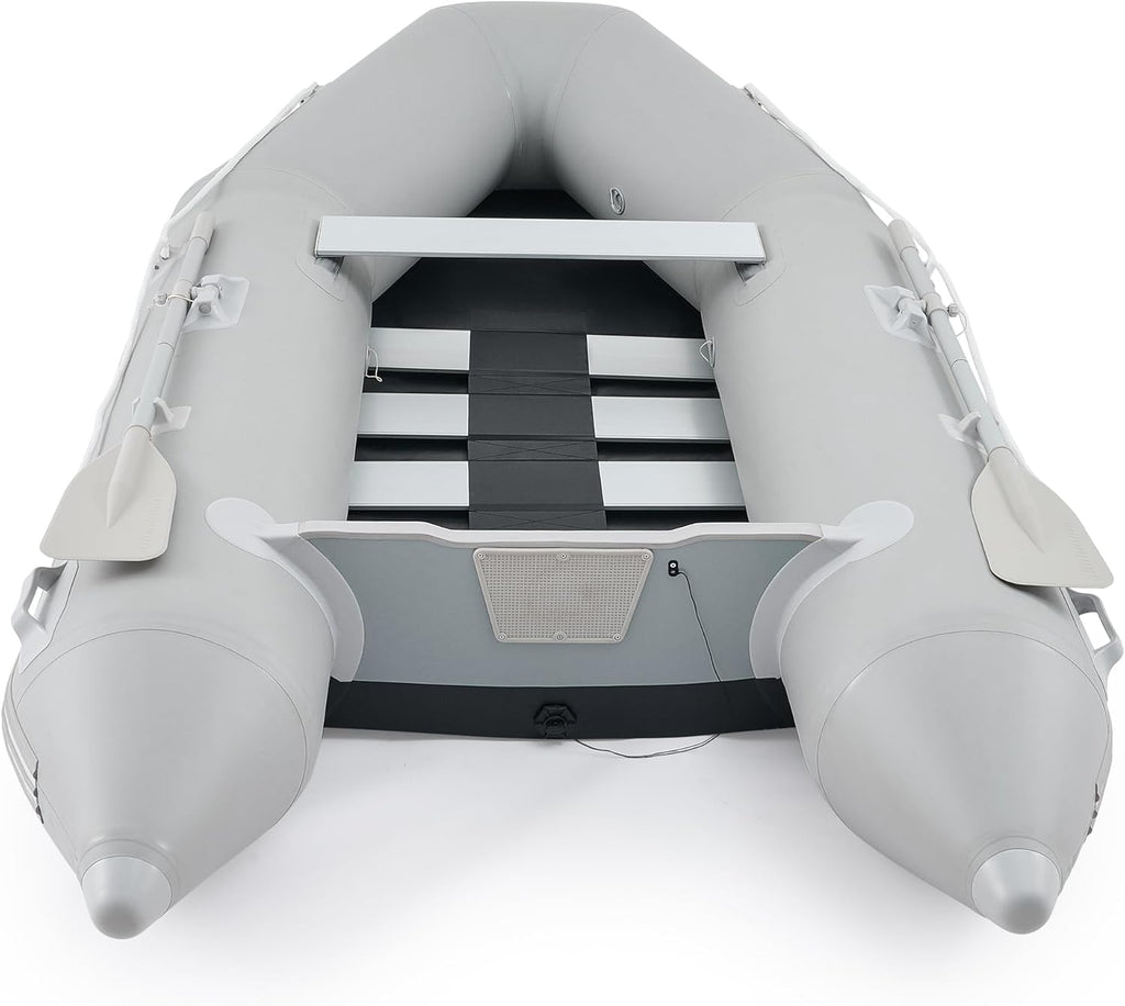 CREWORKS 7.5ft Inflatable Dinghy Boat, 2 Person 660lb Transom Sport Tender Boat with Pump Aluminum Oars Floor, Heavy Duty Inflatable Raft Kayak for Adults