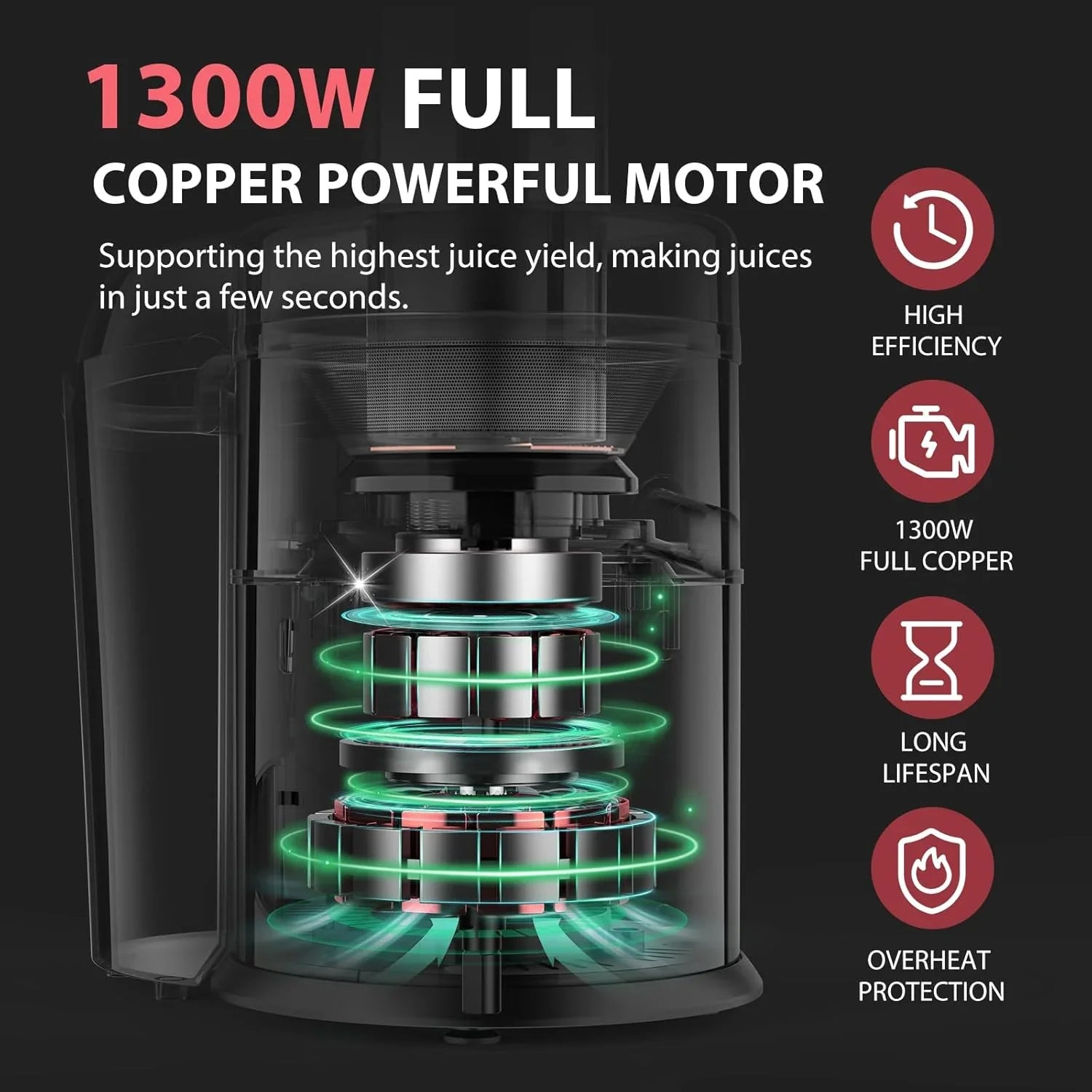 1300W KOIOS Centrifugal Juicer with Extra Large 3" Feed Chute and Titanium Filter