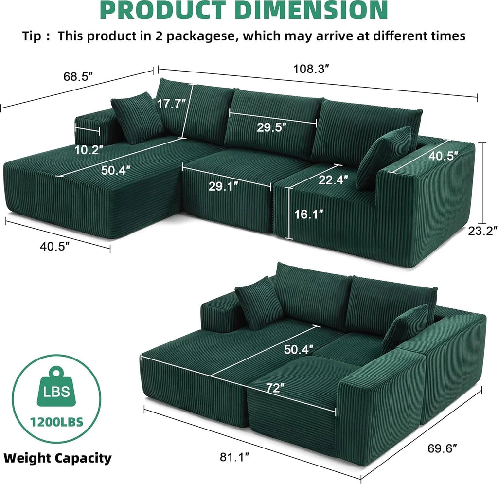 108 inch sectional sofa cloud sectional sofa with deep seat modern sectional L shaped sofa
