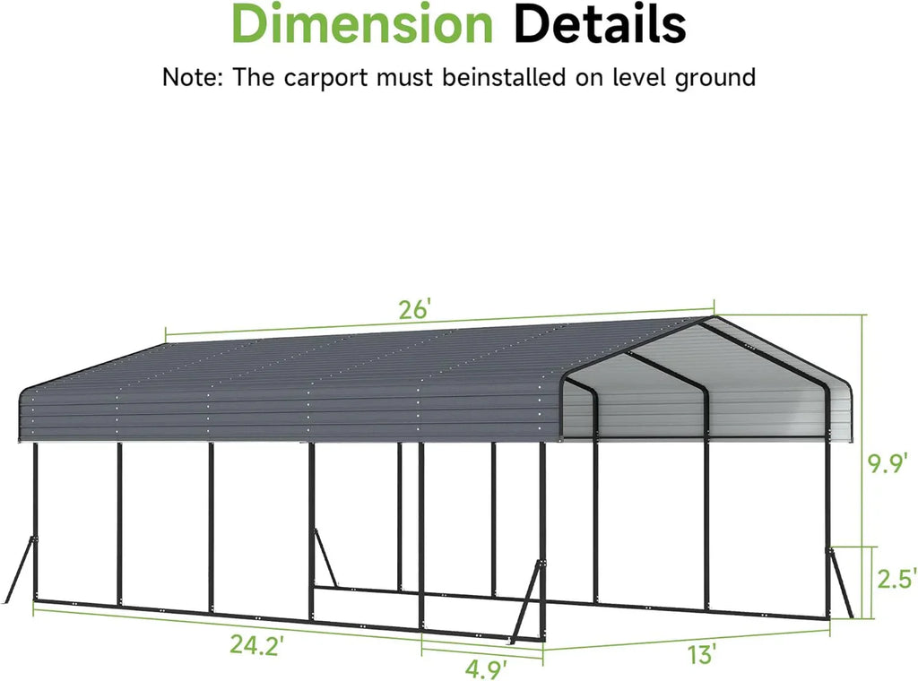 10x15 Heavy Duty Metal Carport Outdoor Garage Car Shelter Shade with Heavier Frame