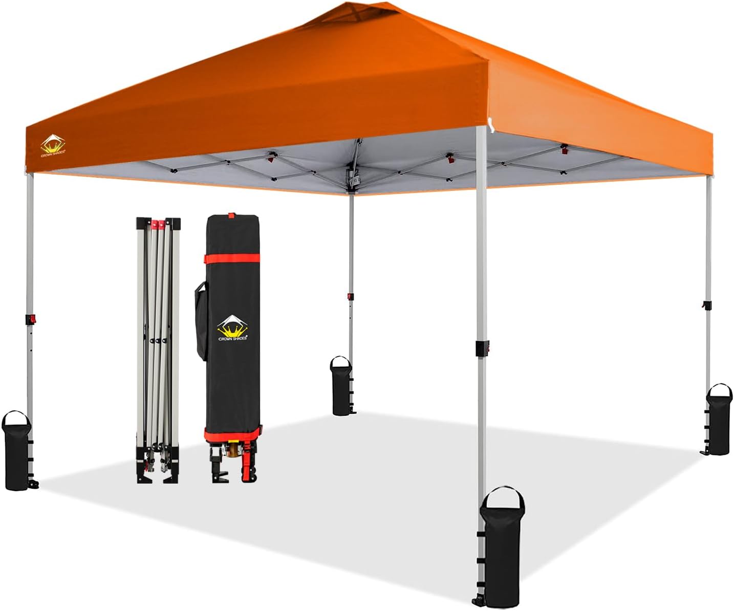10x10 Pop-Up Awning - One-Click Installation Beach Tent - Outdoor Sunshade Silver Coated Top, 3 Heights and 4 Sand Pockets