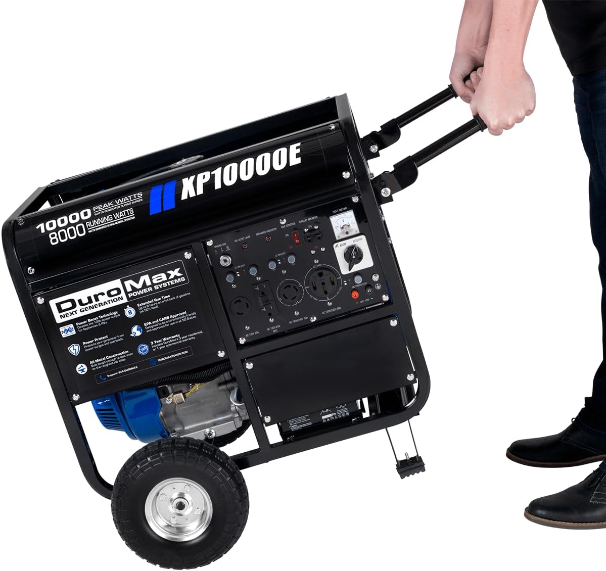 DuroMax XP13000EH 13,000-Watt Dual Fuel Portable Generator - Gas & Propane, Electric Start, Whole Home Backup Power, Transfer Switch Ready, RV & Emergency Ready