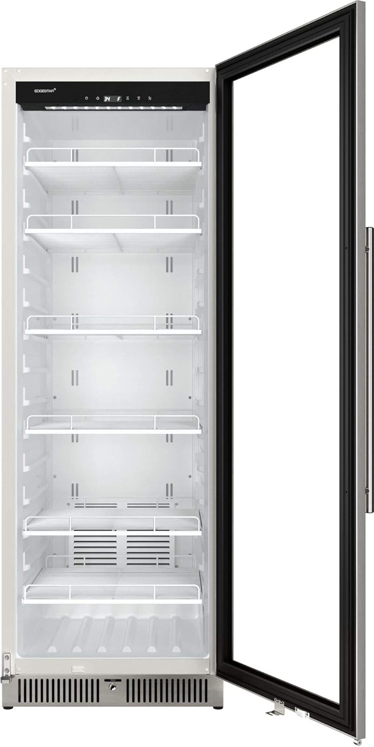EdgeStar VBM101 22" Wide 10.1 Cu. Ft. Commercial Beverage Merchandiser – Stainless Steel, Temp Alarm, Reversible Door