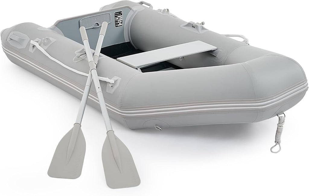 CREWORKS 7.5ft Inflatable Dinghy Boat, 2 Person 660lb Transom Sport Tender Boat with Pump Aluminum Oars Floor, Heavy Duty Inflatable Raft Kayak for Adults