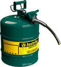 Justrite 5-Gallon Type II Red Safety Gas Can OSHA-Approved Steel Fuel Container with Flame Arrester, Self-Closing Lid & 1" Flexible Spout (7250130)