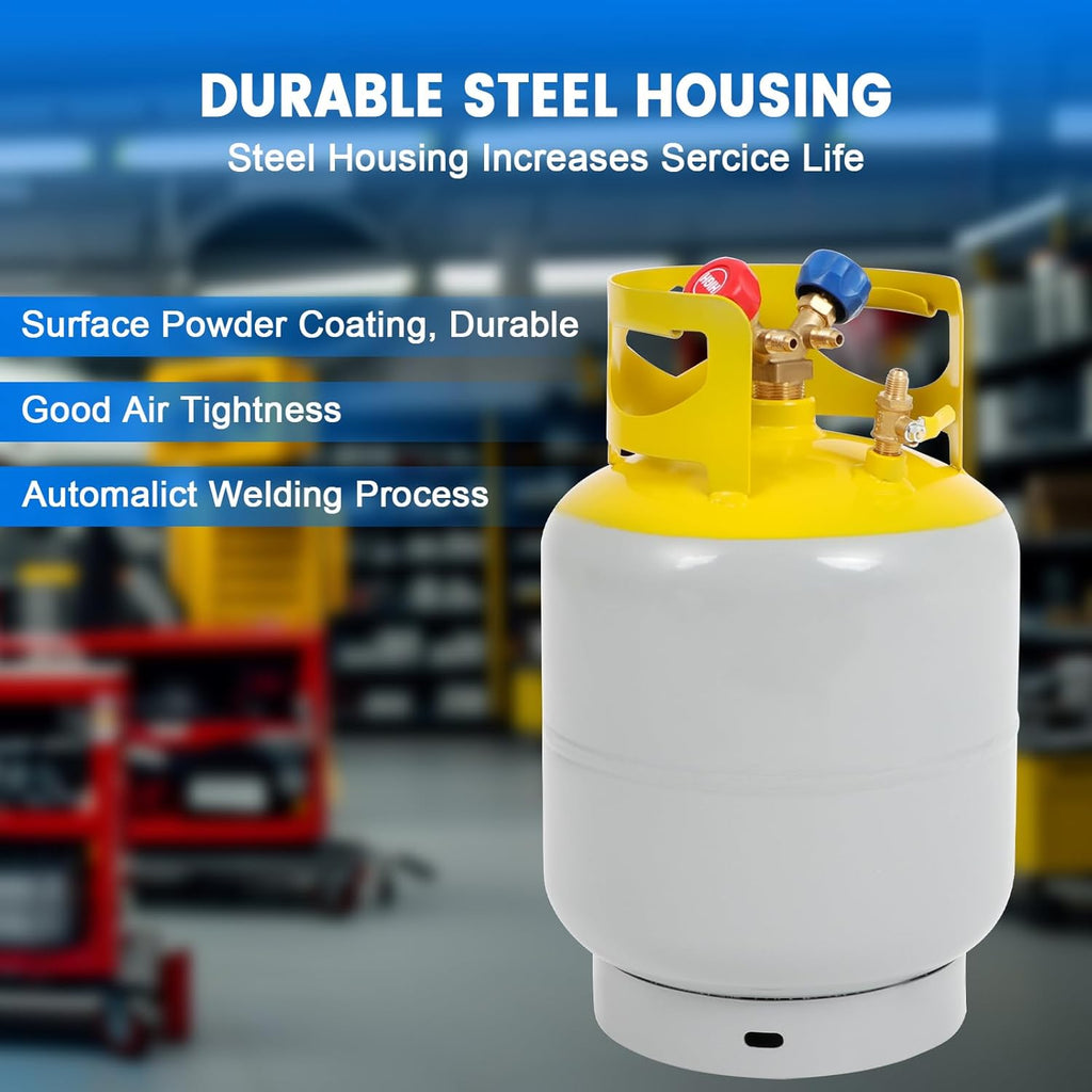 30 LB Refrigerant Recovery Tank for R12, R22, R134A, R410A Refrigerant with 1/4 SAE Y-Valve Liquid/Vapor Reclaim Tank AC Freon Recovery Tank Refrigerant Recovery Cylinder Tank Reusable-FAHKNS