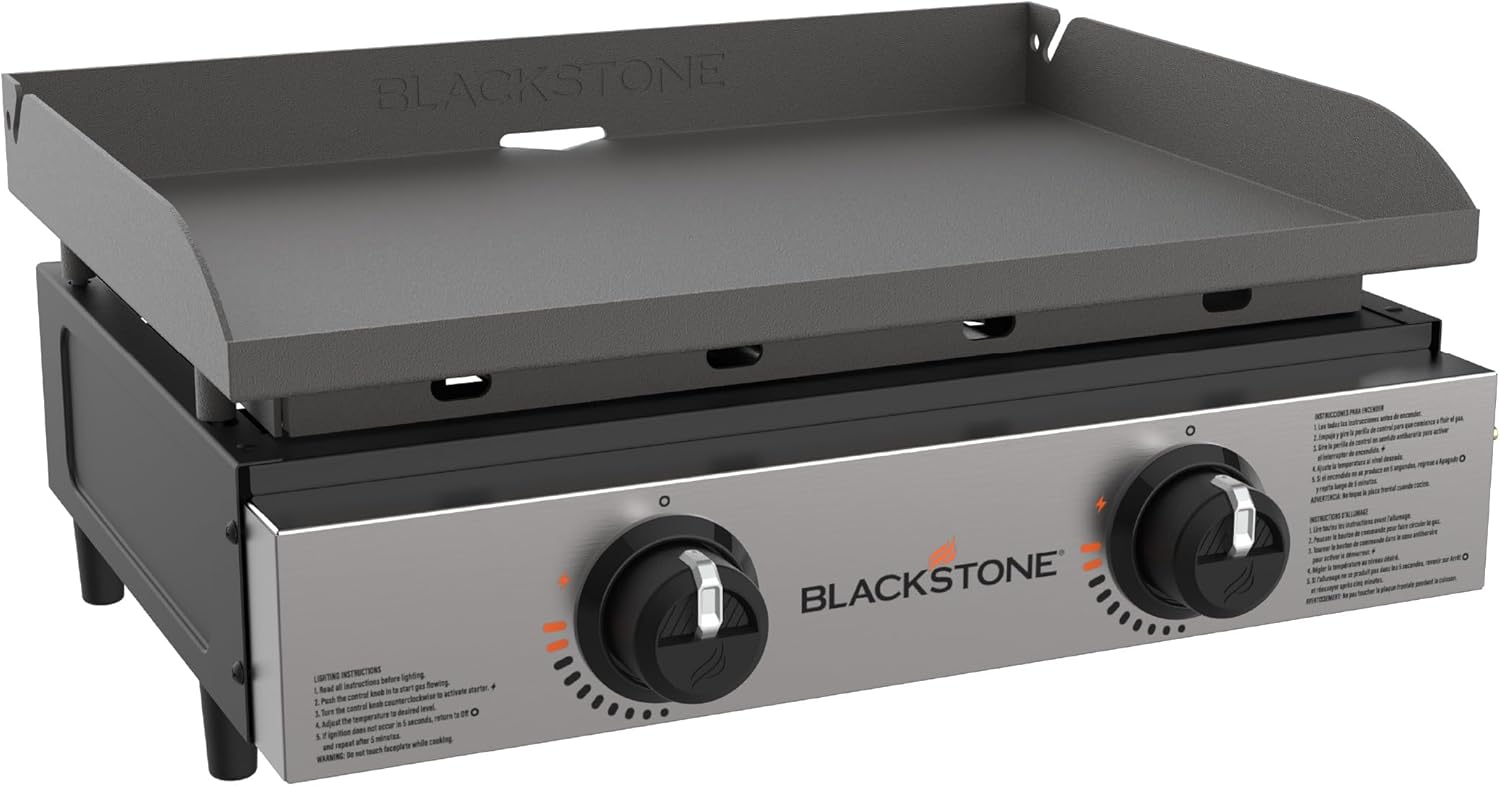 Blackstone 1666 22" Tabletop Griddle with Stainless Steel Faceplate, Powder Coated Steel, Black