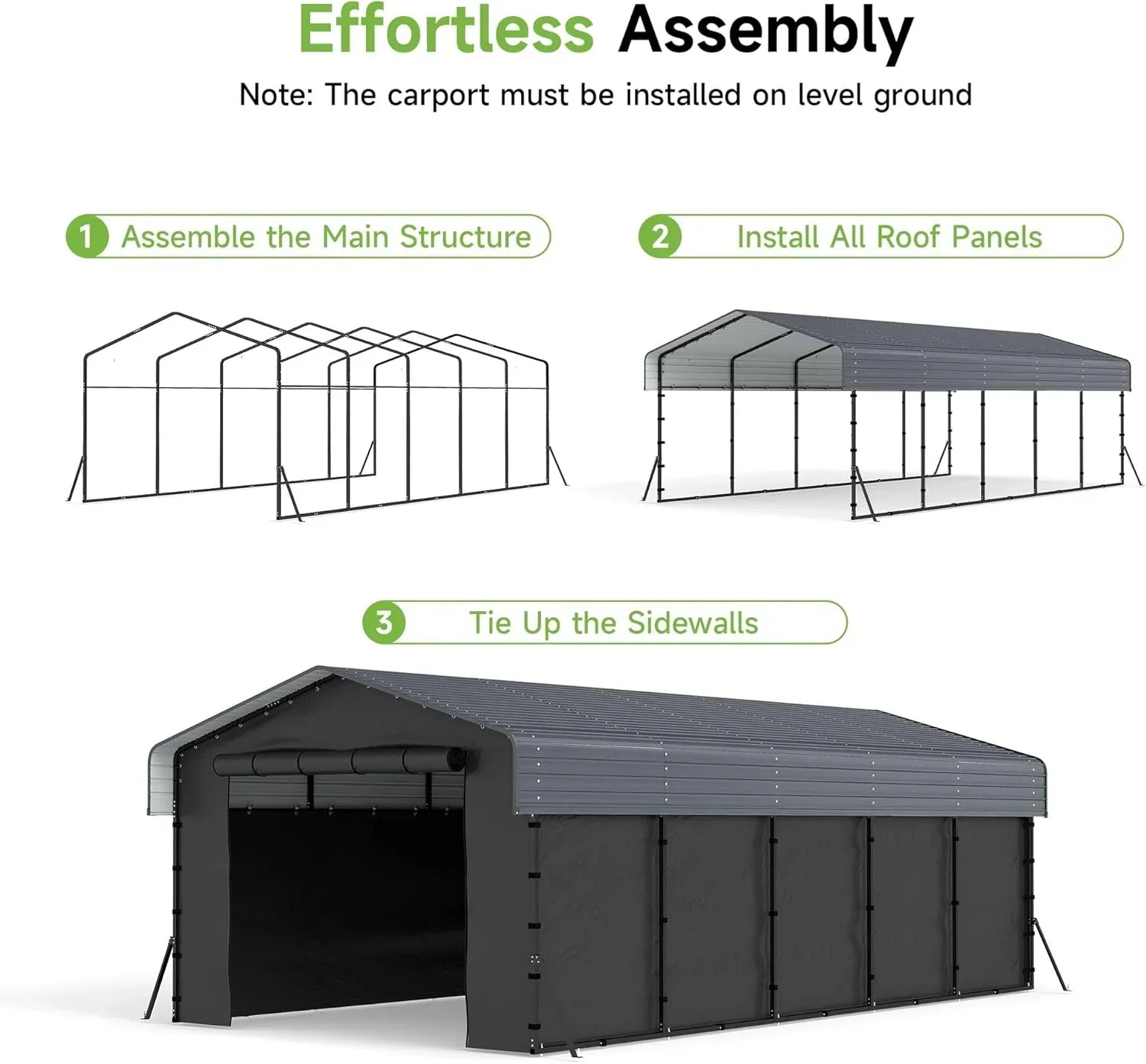 10x15 Heavy Duty Metal Carport Outdoor Garage Car Shelter Shade with Heavier Frame