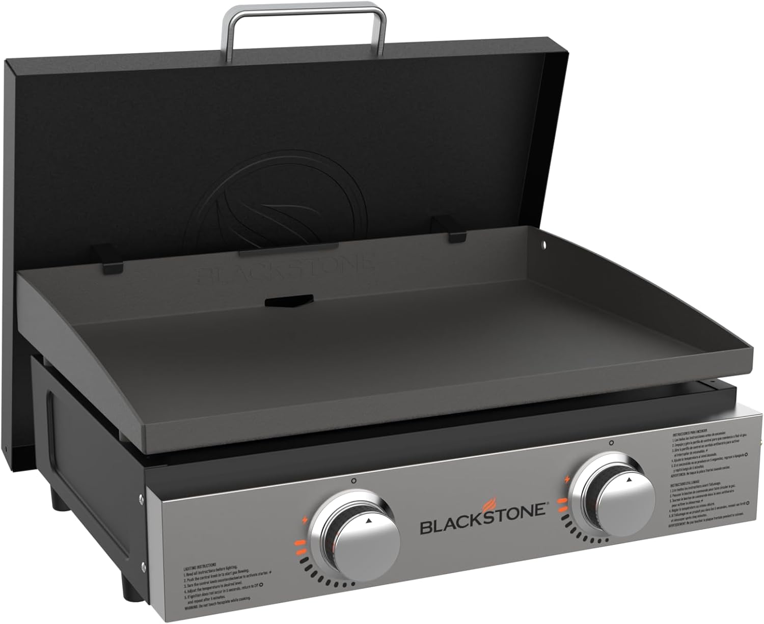 Blackstone 1666 22" Tabletop Griddle with Stainless Steel Faceplate, Powder Coated Steel, Black