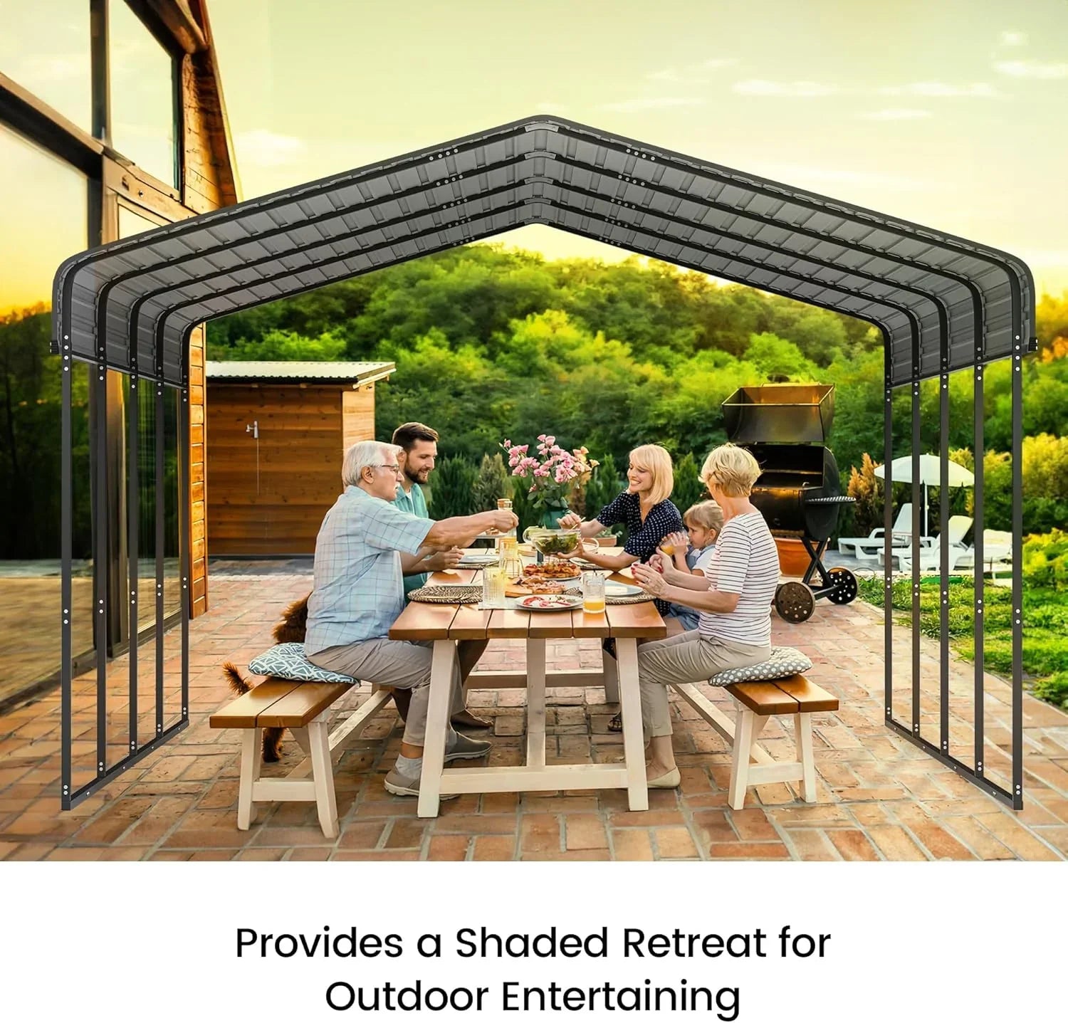 10x15 Heavy Duty Metal Carport Outdoor Garage Car Shelter Shade with Heavier Frame
