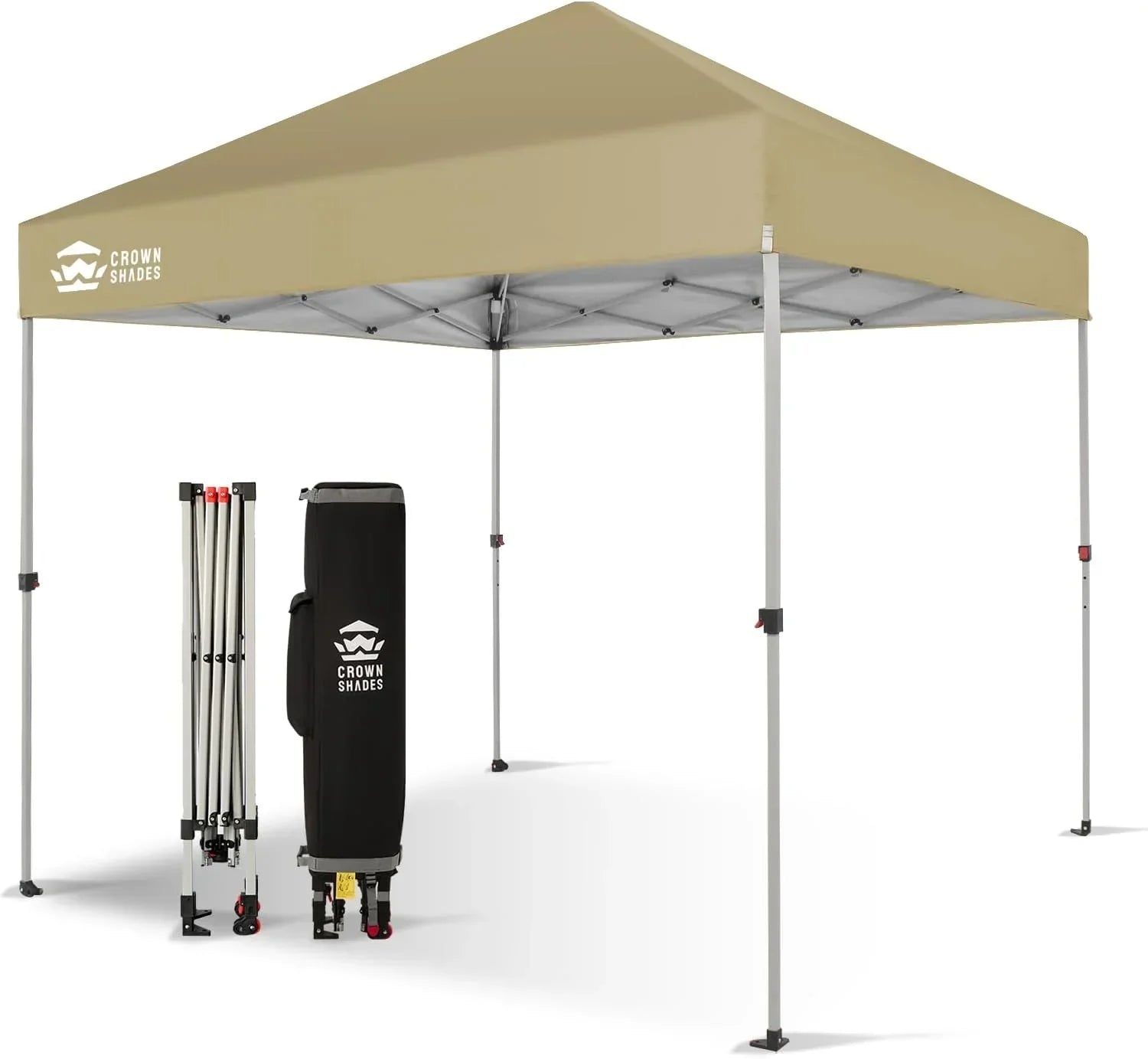 10x10 Pop-Up Awning One-Click Installation Beach Tent Outdoor Sunshade Silver Coated Top