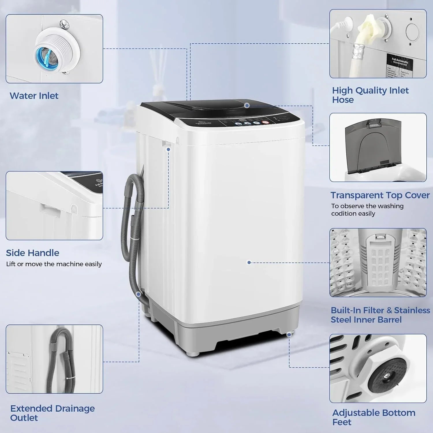 20Lbs Portable Washing Machine Nictemaw Portable Washer 2.8 Cu.ft Washer and Dryer Combo