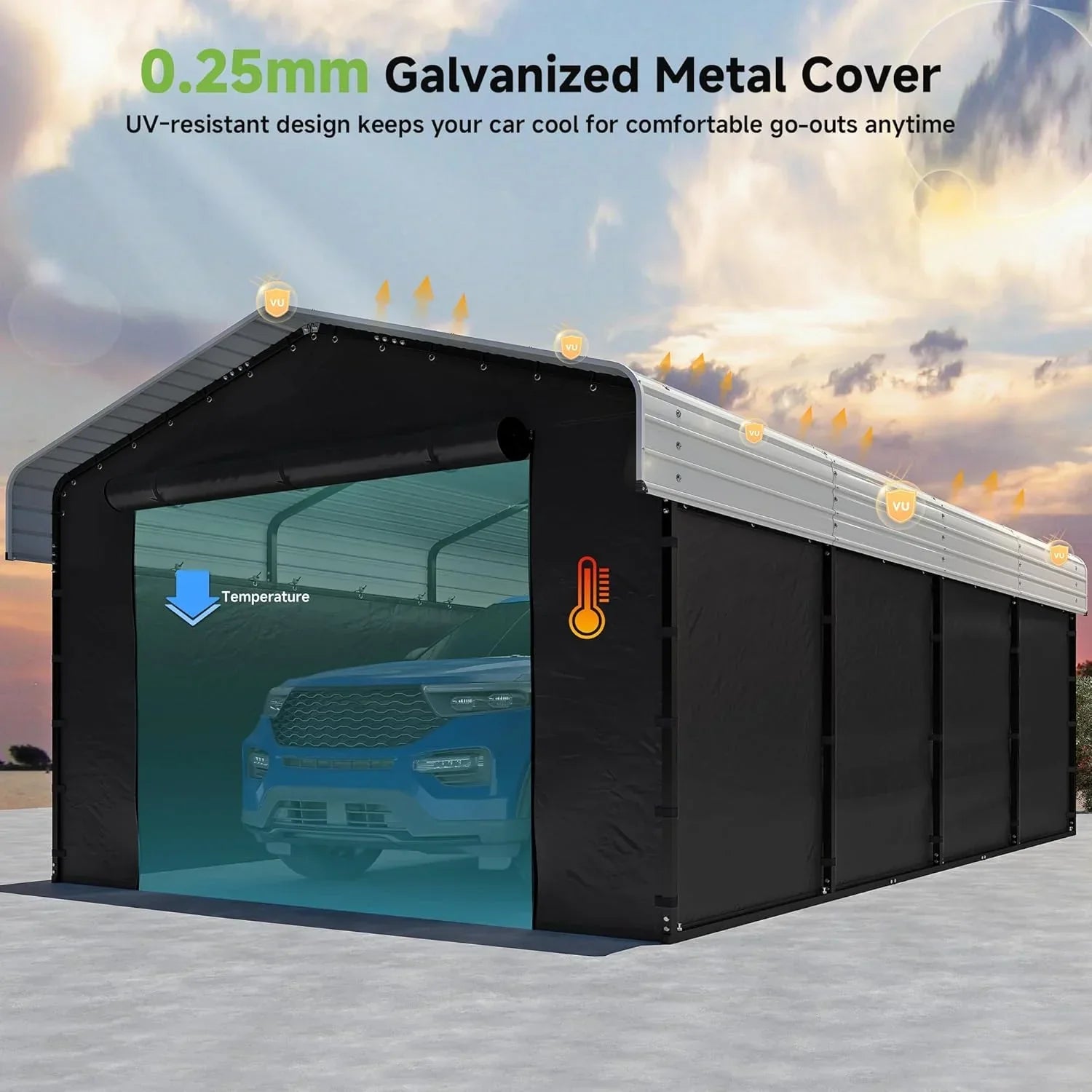 10x15 Heavy Duty Metal Carport Outdoor Garage Car Shelter Shade with Heavier Frame