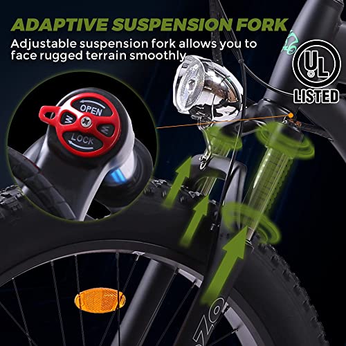 750W Electric Bike 26 测 Fat Tire Adult Electric Bicycles 48V 13AH Removable Lithium Battery Ebike with Suspension Fork Aluminium Frame Beach Snow Mountain E-Bike for Adults