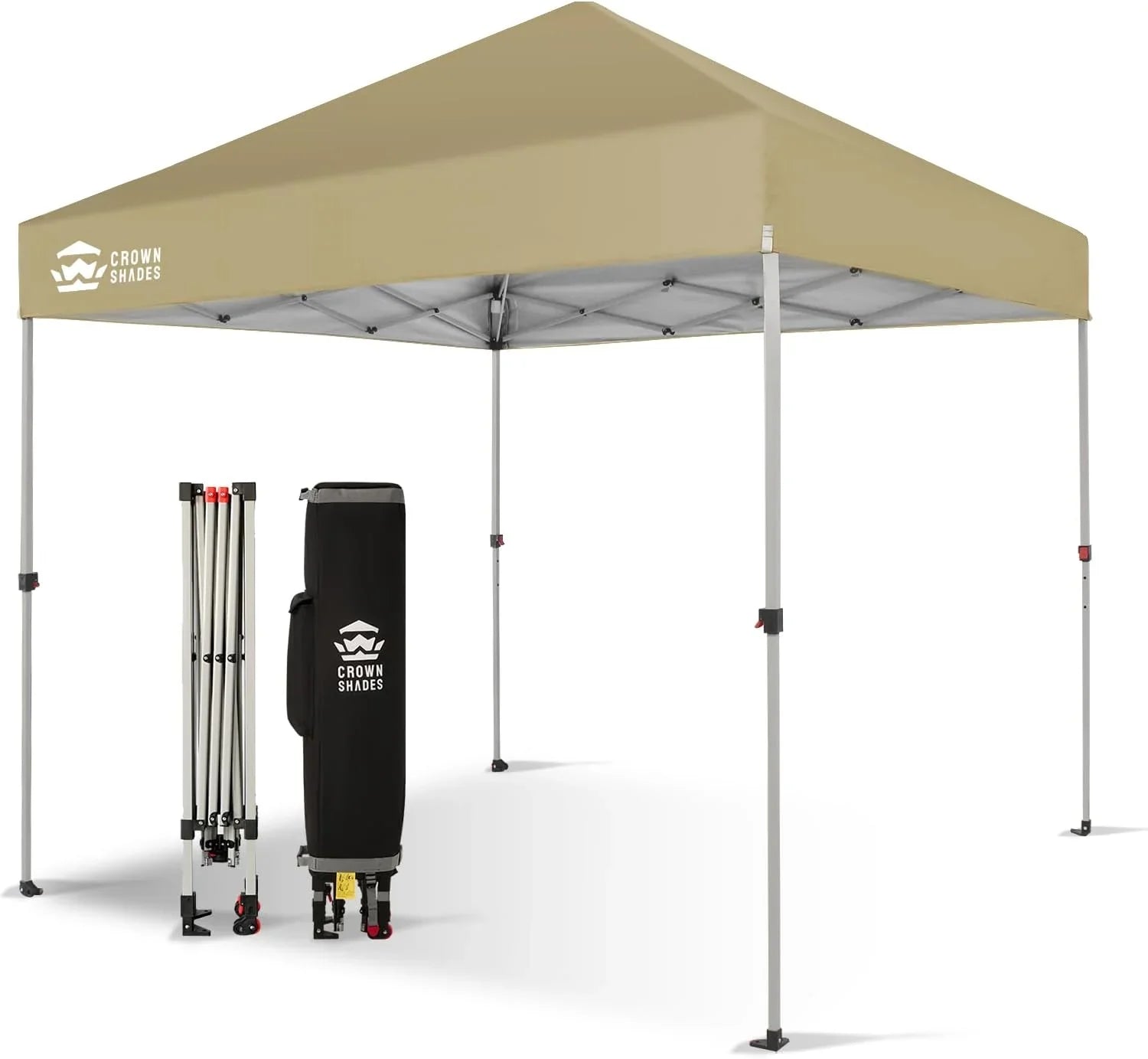10x10 Pop-Up Awning One-Click Installation Beach Tent Outdoor Sunshade Silver Coated Top