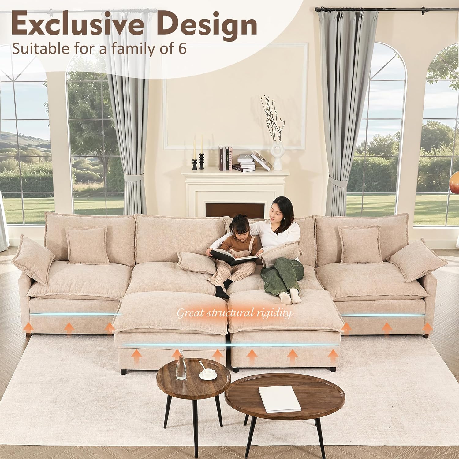 108" U-shaped sofa modular sofa Comfortable cloud sofa