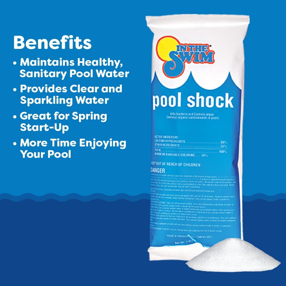 In The Swim Pool Shock 68% Cal-Hypo Granular Sanitizer for Crystal Clear Water Defends Against Bacteria, Algae, and Microorganisms