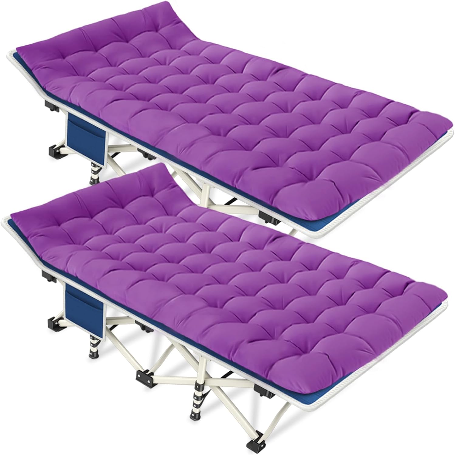 2-pack camping cots with mattresses, comfortable sleeping beds, adult camping cots, 2-person folding beds, heavy-duty sleeping beds