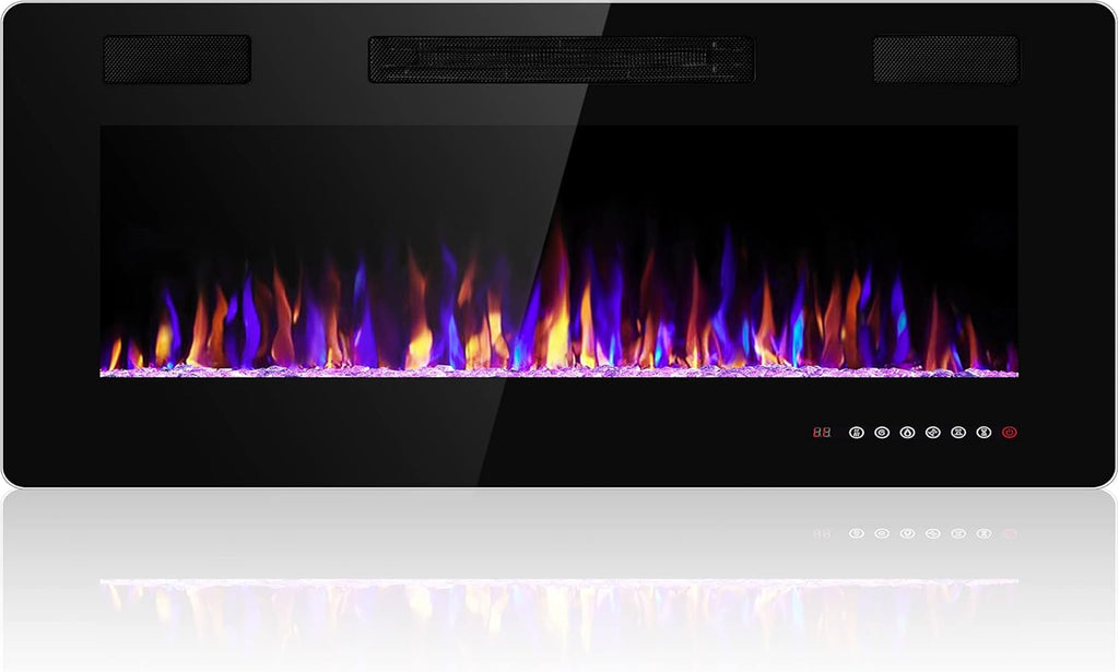 36 Inch Electric Fireplace Insert Ultra Thin Recessed Wall Mounted Fireplace Heater