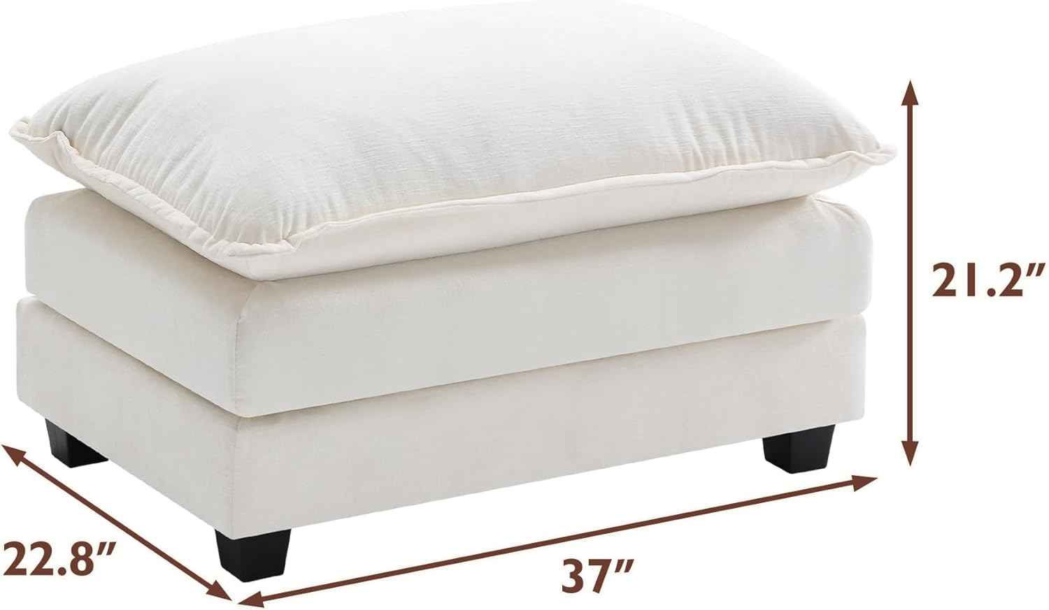 111.4 Inch L-Shaped Modern Sofa Modular Cloud Sofa Ottoman 4-Seater Chenille Deep Seat Sofa
