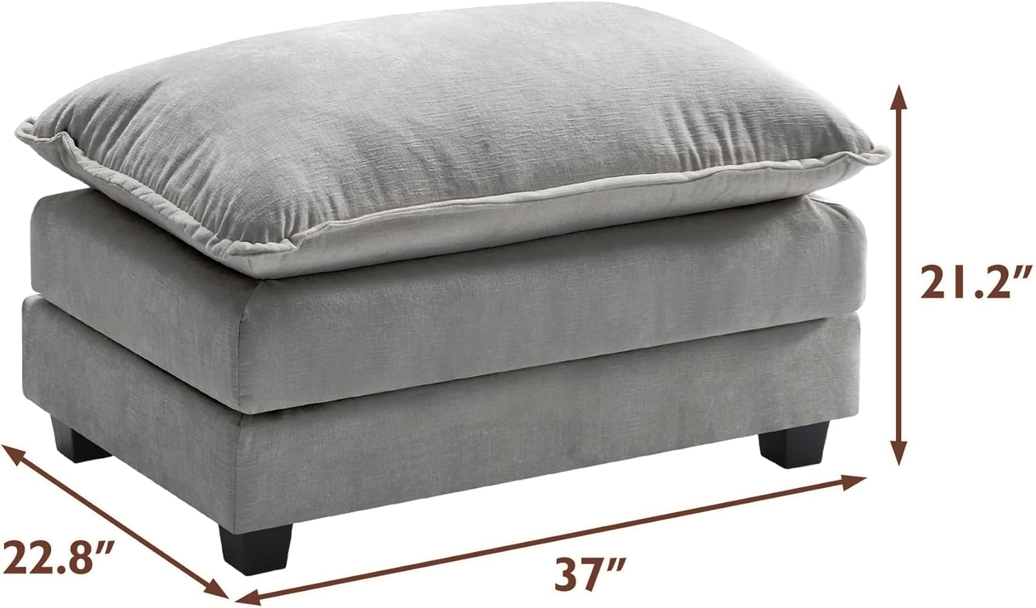 111.4 Inch L-Shaped Modern Sofa Modular Cloud Sofa Ottoman 4-Seater Chenille Deep Seat Sofa