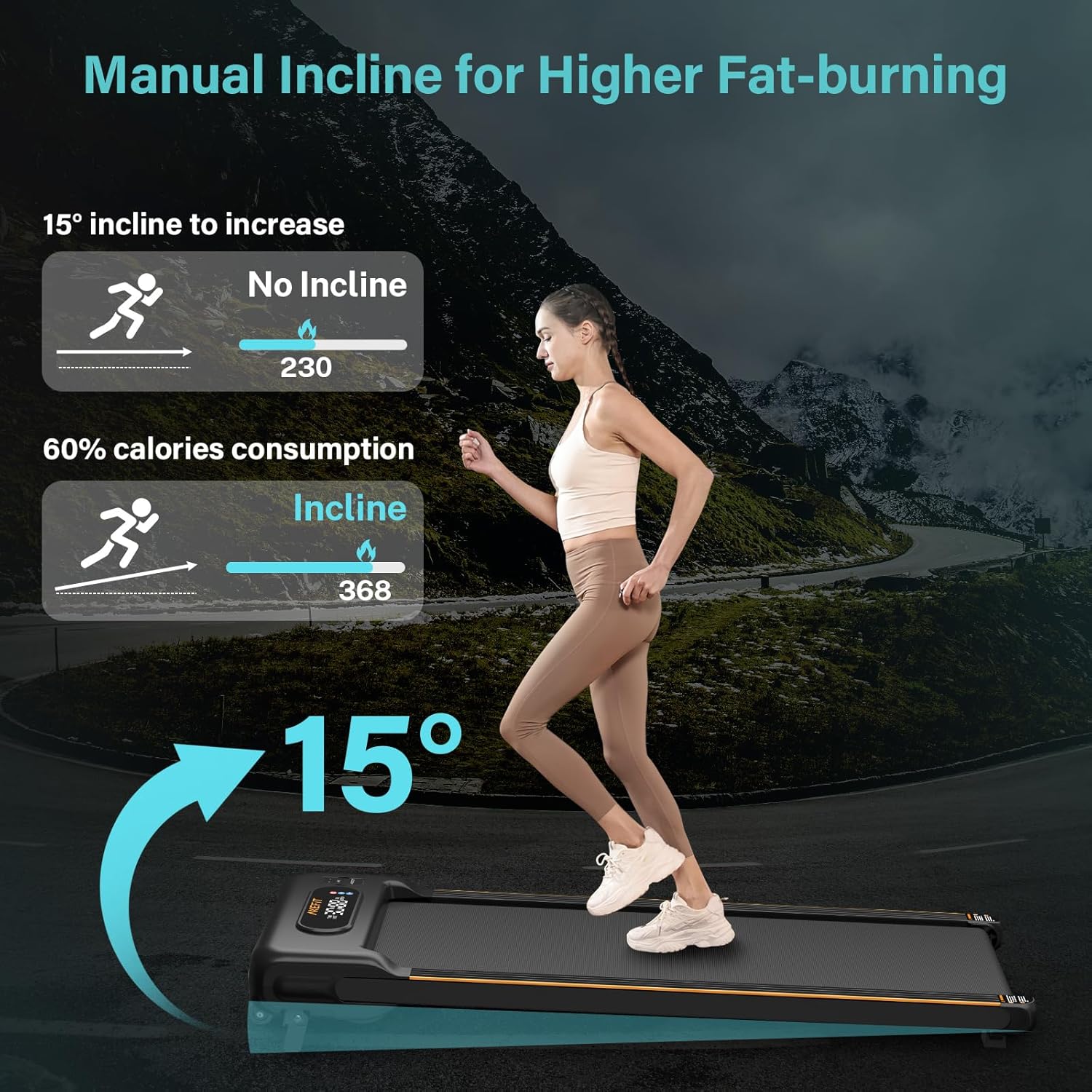 2.5 HP Portable Treadmill with Inclined Walking Pad, Panel and Remote, 4-in-1 Walking Treadmill, 265 lb Capacity