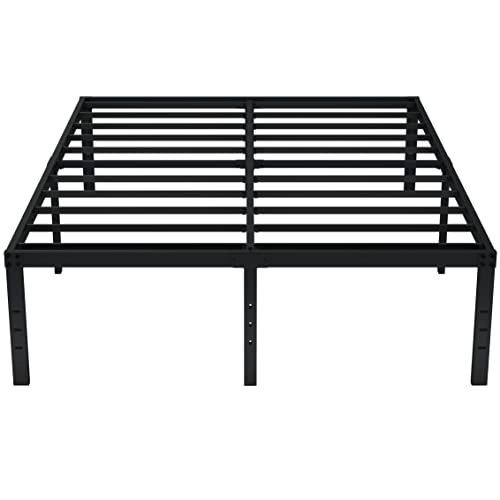 EMODA Queen Bed Frame No Box Spring Needed 18 Inch Heavy Duty Metal Tall Platform Bed Frame