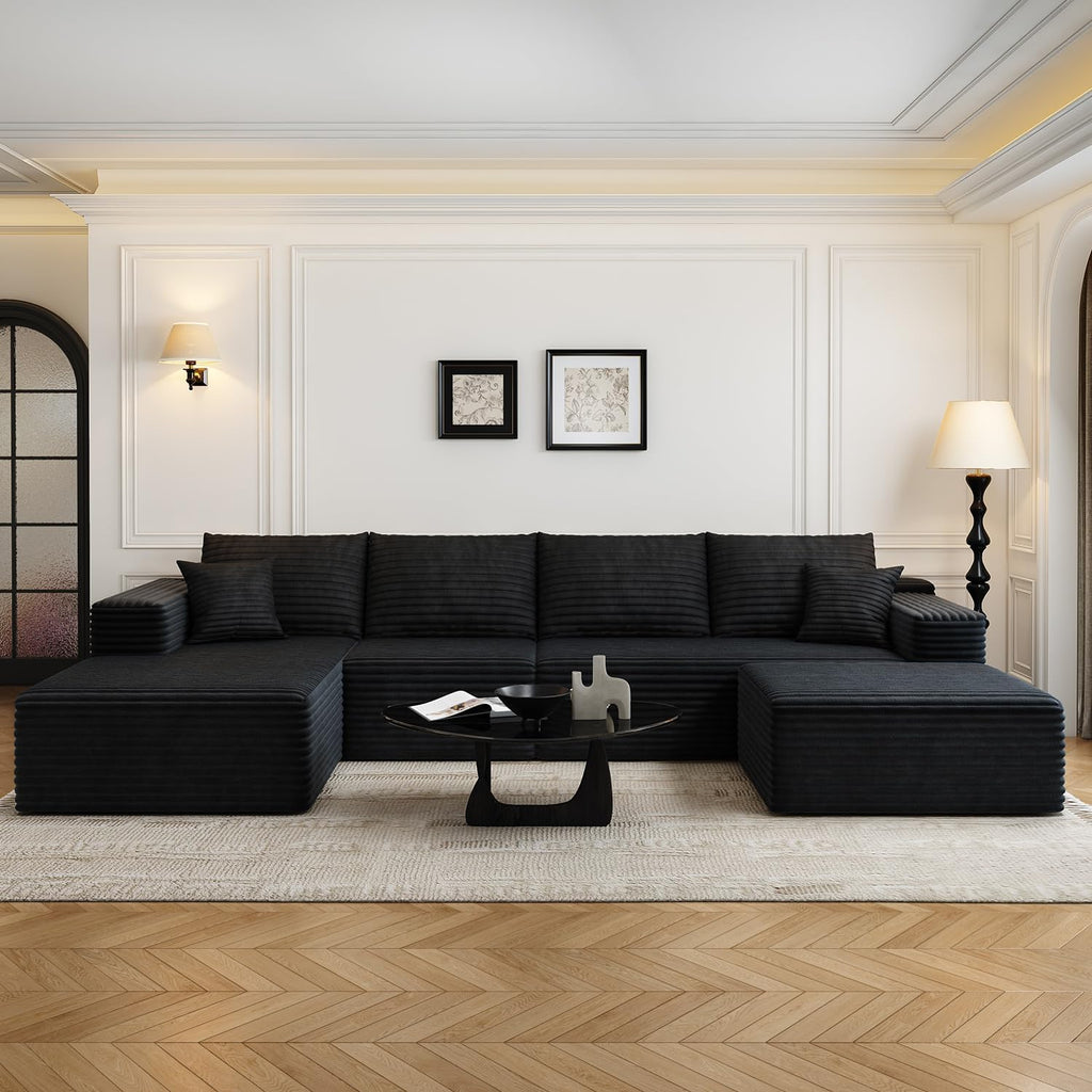 107.5" Cloud Modular Sectional Sofa Couch with L-Shape Chaise,Modern Minimalist Upholstered Couches