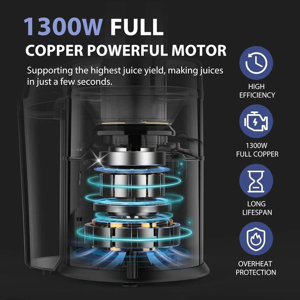 1300W KOIOS Centrifugal Juicer with Extra Large 3" Feed Chute and Titanium Filter