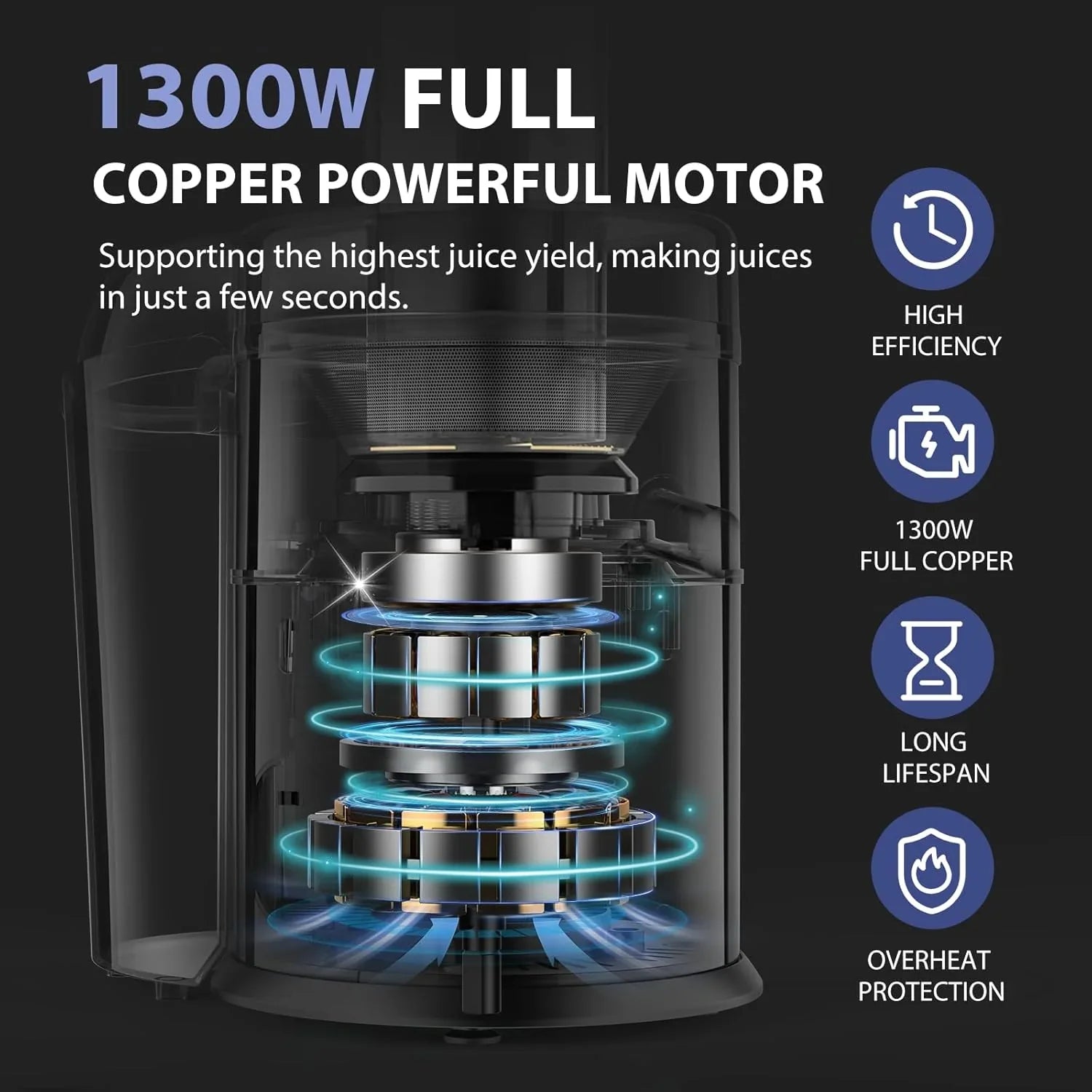 1300W KOIOS Centrifugal Juicer with Extra Large 3" Feed Chute and Titanium Filter