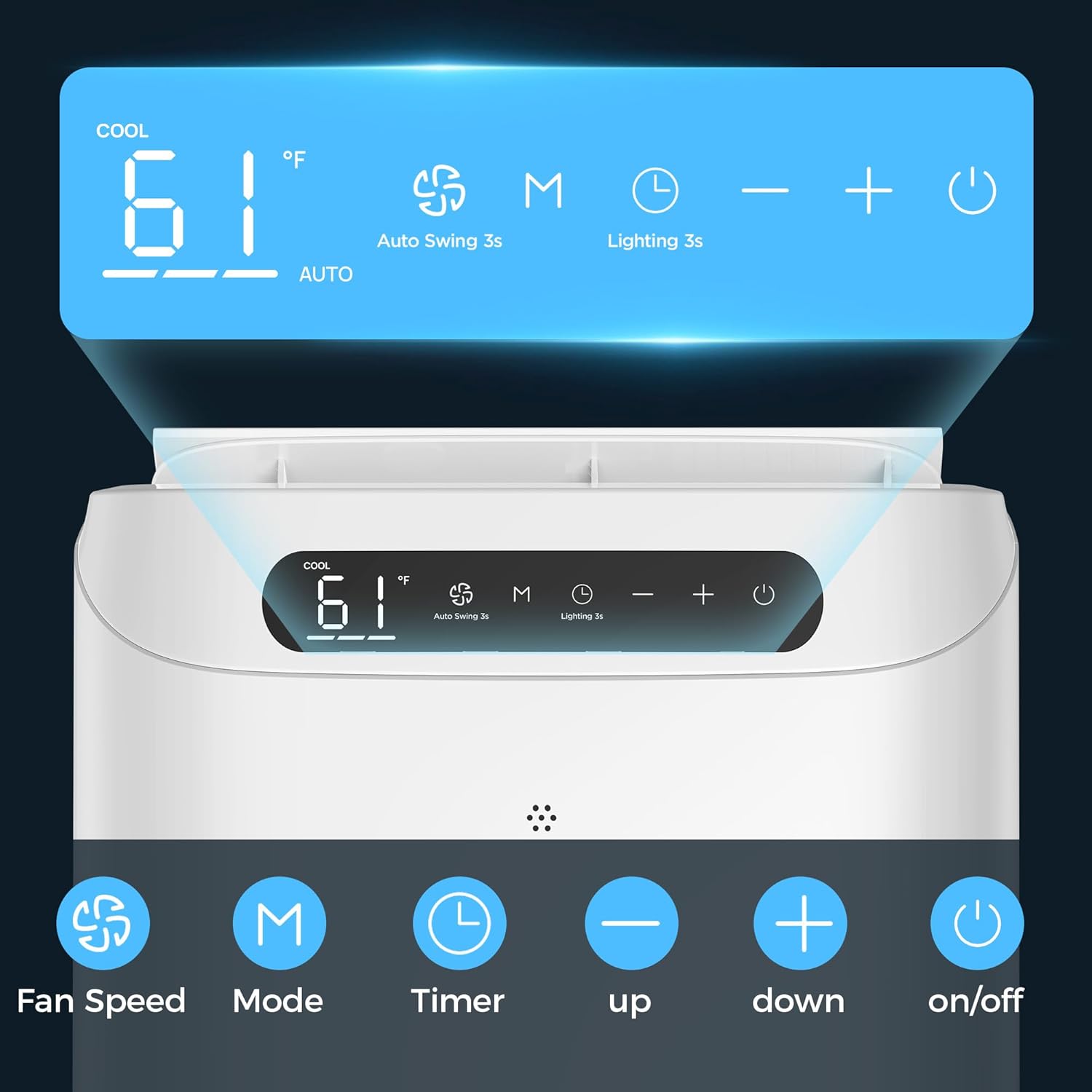 Portable Air Conditioners 14000Btu with Remote Control, 3-in-1 Free Stand Smart Cooling AC Unit with Dehumidifier, Fan, Cools Room up to 700 sq.ft, Auto Swing,24H Timer, Windows Kit Included
