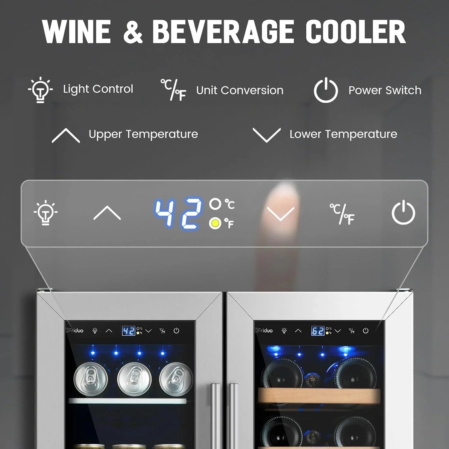 24 inch Dual Zone Beverage Refrigerator 30 Bottles 82 Cans Wine Fridge Built-in or Freestanding