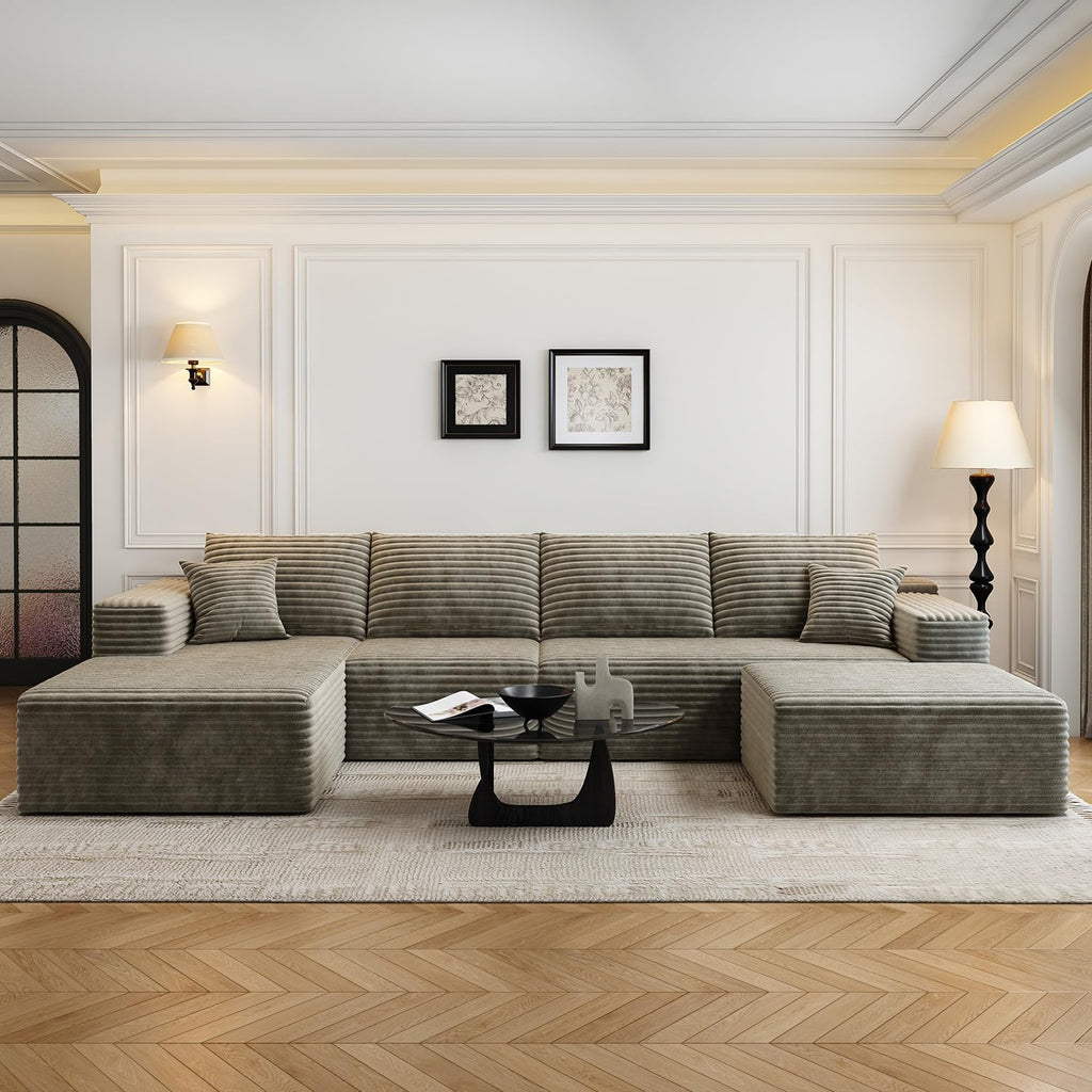 107.5 Cloud Modular Sectional Sofa Couch with L-Shape Chaise,Modern Minimalist Upholstered Couches for Living Room Bedroom,Deep Seat Corner Couch锛孨o Assembly Required (Black,Left Facing Chaise)