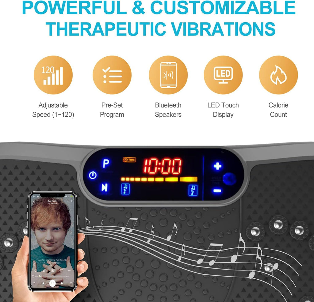 Vibration Plate Fitness Platform Exercise Machine Vibrating Lymphatic Drainage Shaking Full Body Shaker Workout Vibrate Stand Shake Board Sport Gym for Weight Loss Fat Burner for Women Men