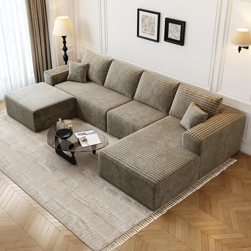107.5" Cloud Modular Sectional Sofa Couch with L-Shape Chaise,Modern Minimalist Upholstered Couches for Living Room Bedroom,Deep Seat Corner Couch，No Assembly Required (Black,Left Facing Chaise)