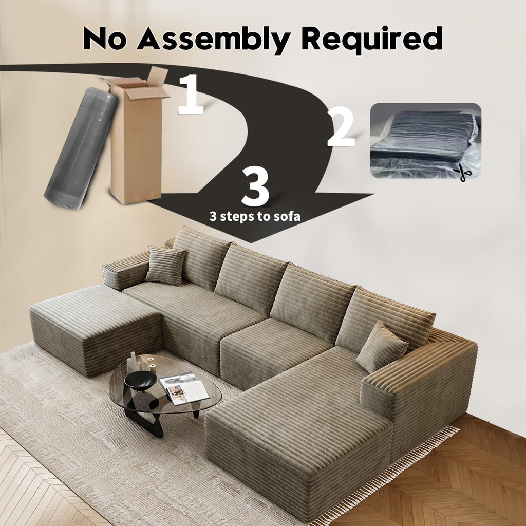 107.5 Cloud Modular Sectional Sofa Couch with L-Shape Chaise,Modern Minimalist Upholstered Couches for Living Room Bedroom,Deep Seat Corner Couch锛孨o Assembly Required (Black,Left Facing Chaise)